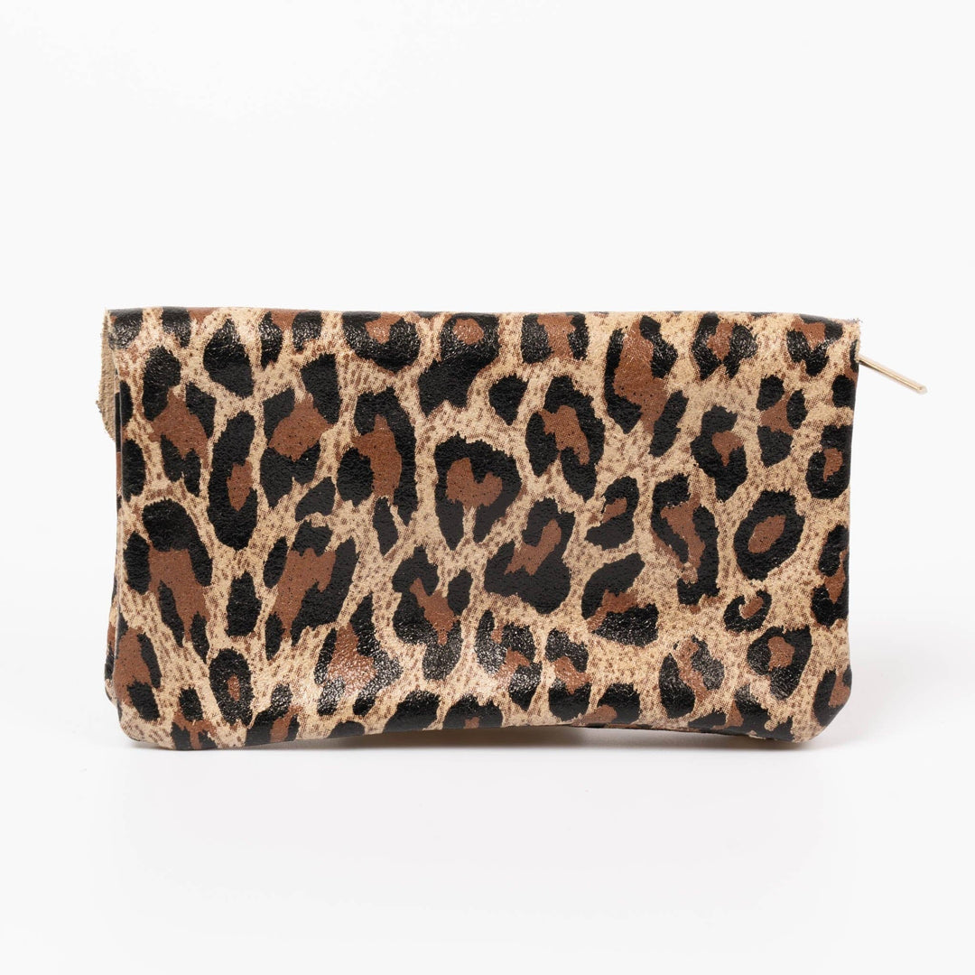Sadie Italian Leather Coin Purse - Natural Leopard Print: One-size