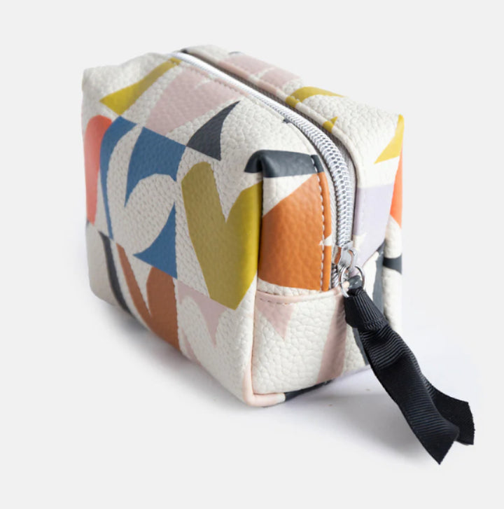 MULTI CHECKMATE HEART MINI CUBE COSMETICS BAG