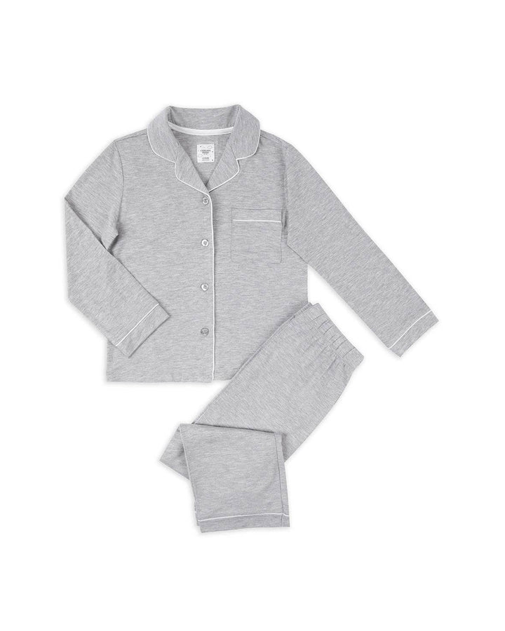 Kids TENCEL™ Modal Long Button Up Pyjama Set - Grey Marl: Grey / 7-8Y