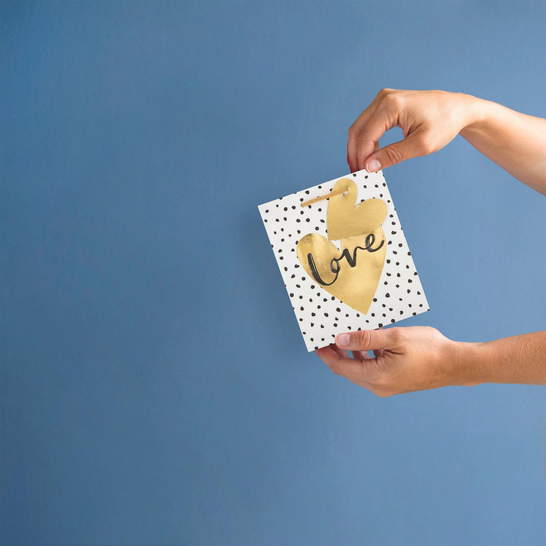 Small Gift Bag - Gold Heart Design