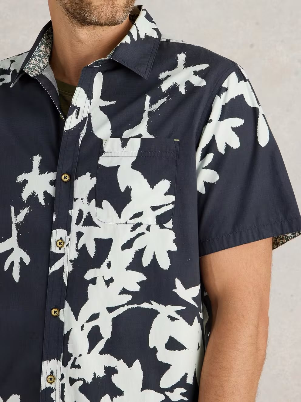 BLOSSOMS SS PRINTED SHIRT NAVY PRINT