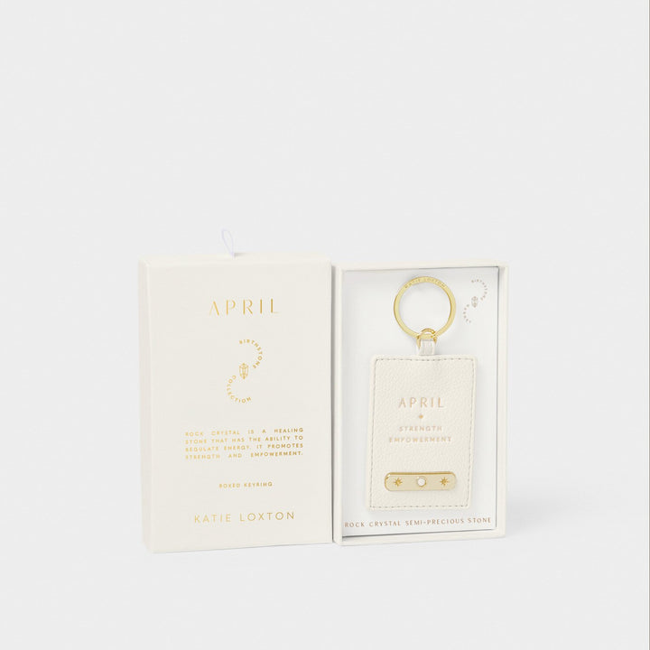 BIRTHSTONE KEYRING APRIL OFF WHITE