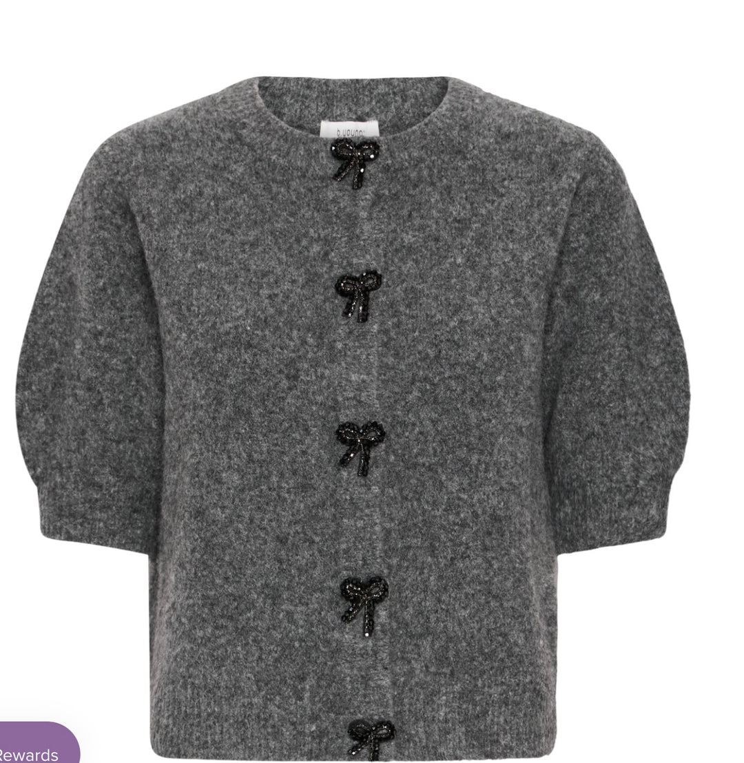 OMEA DECO CARDIGAN DARK GREY MELANGE