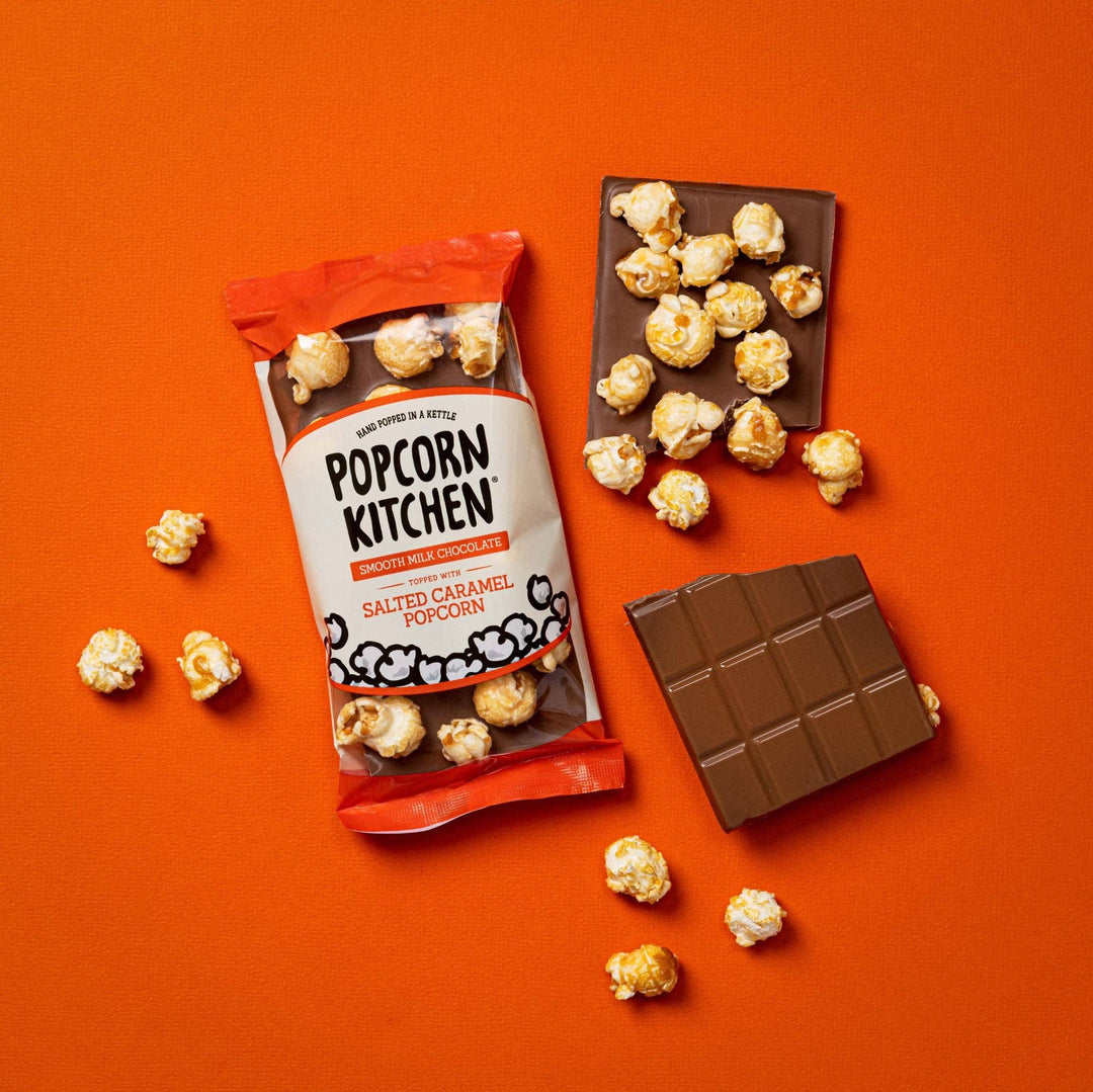 Salted Caramel Popcorn and Milk Chocolate Bar 100g x 10