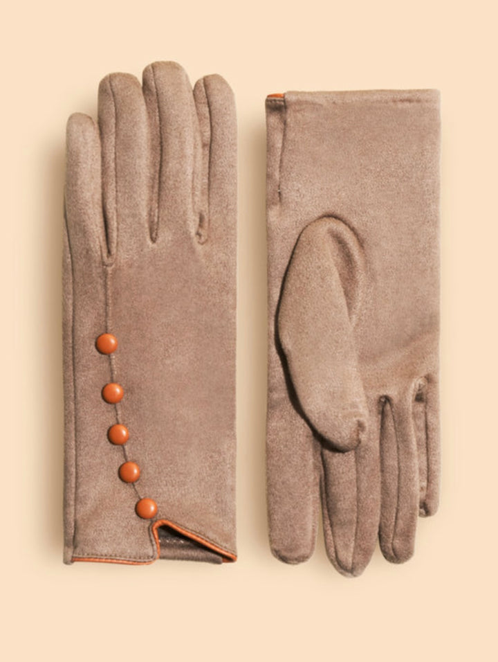 BEATRICE FAUX SUADE GLOVES STONE