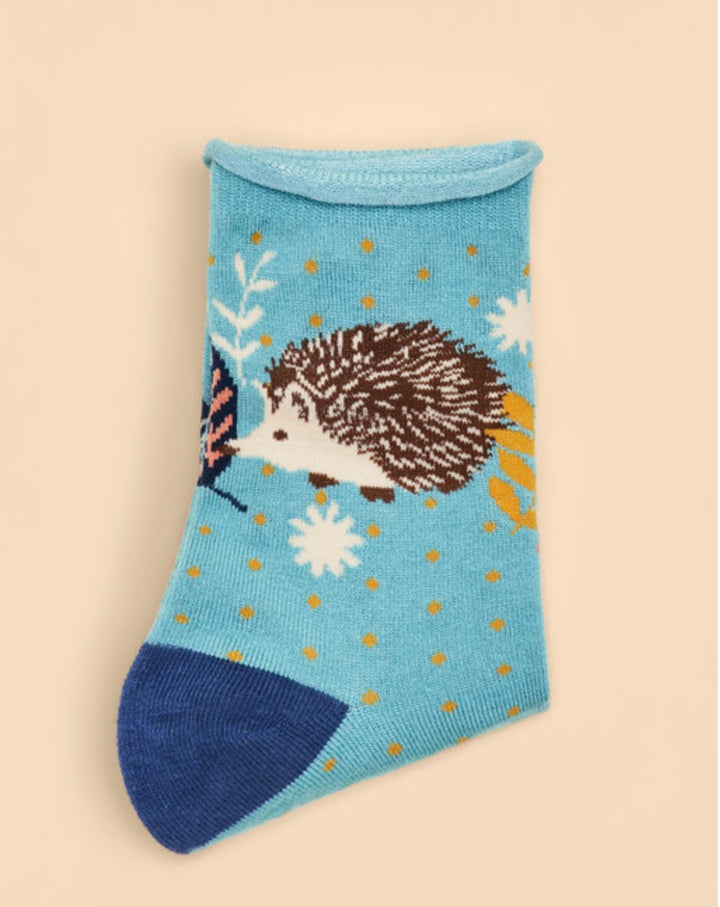 HEDGEHOG HUNTING IN LEAVES ANKLE SOCKS ICE