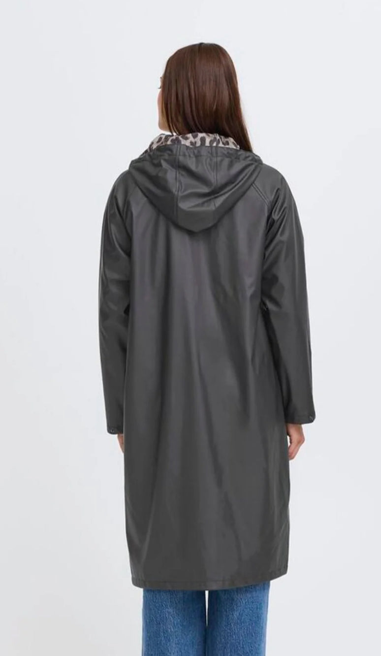 AVAN COAT BLACK LEOPARD