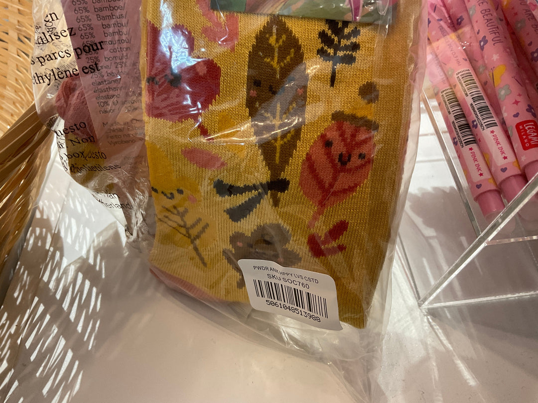 ANKLE SOCKS HAPPY LEAVES CUSTARD