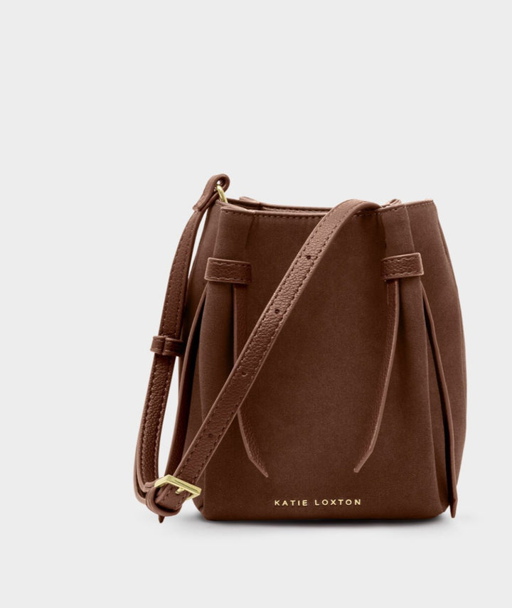 CELINA MINI SUEDETTE BUCKET BAG | CHOCOLATE SUEDETTE
