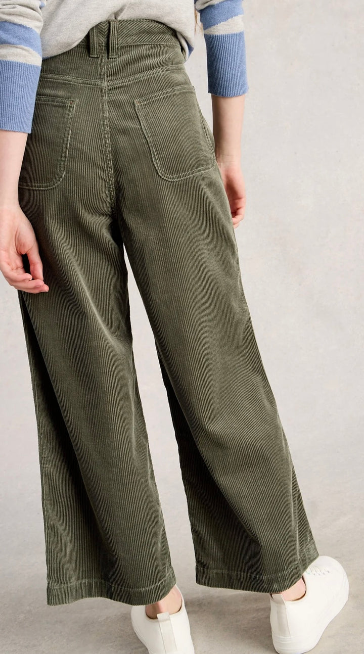 TIA CORD WIDE LEG CROP MID GREEN