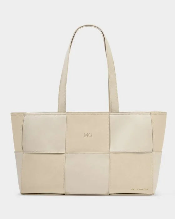 TAYA WOVEN SUEDETTE TOTE BAG | OFF WHITE / OFF WHITE SUEDETTE