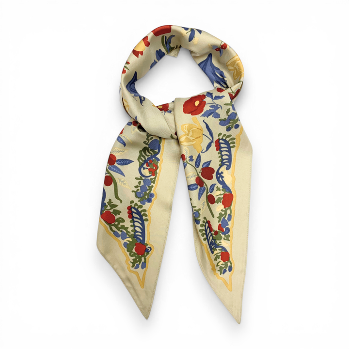 Triangle Silky Flower Scarf: Black