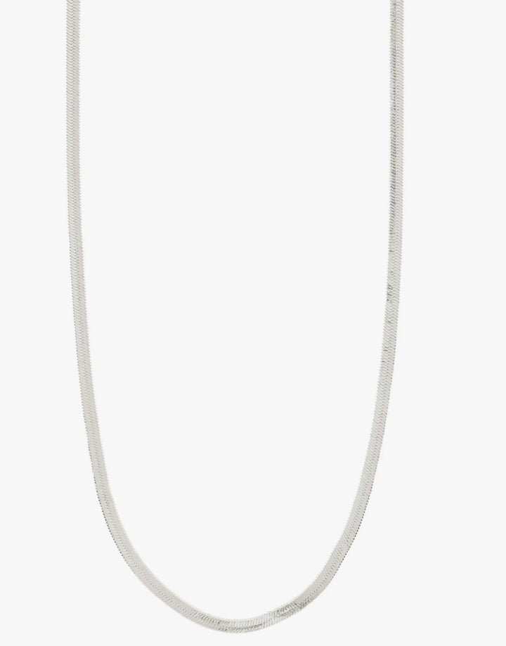 JOANNA FLAT SNAKE CHAIN NECKLACE SILVER PLATED