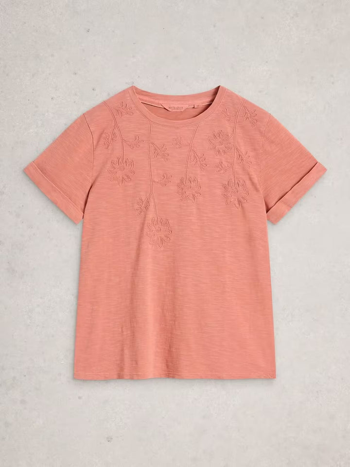 GINA EMBROIDERED TEE MID PINK