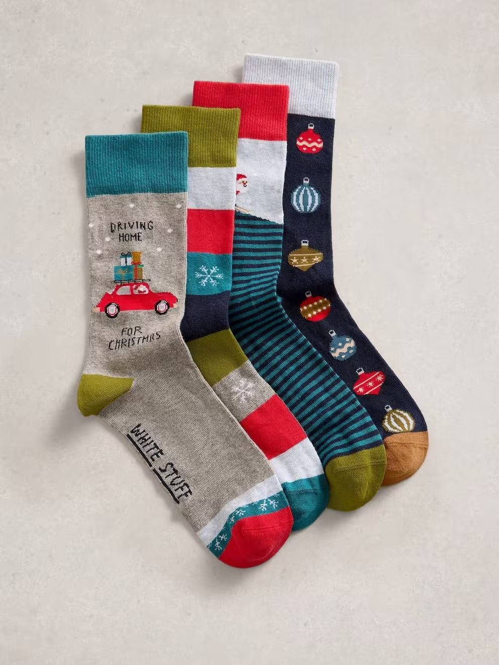 4 PACK XMAS ANKLE SOCKS GREY MLT