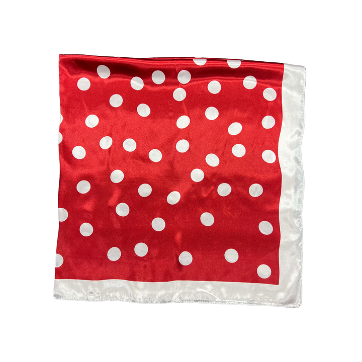 Polka Dot Pattern Silk Touch Square Scarf: White