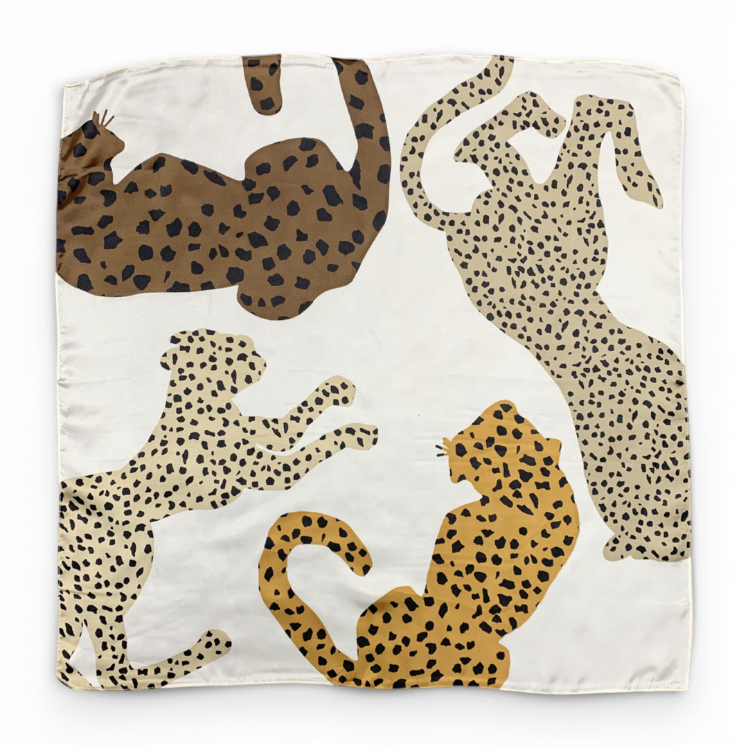 70*70cm Cheetah Square Silk Touch Scarf: Pink