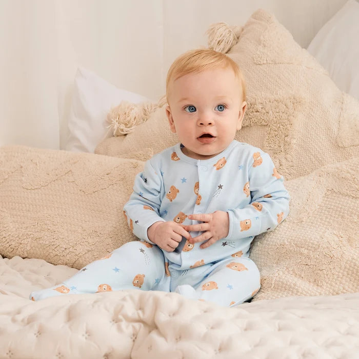 Baby boys 2pk teddy bear printed sleepsuits