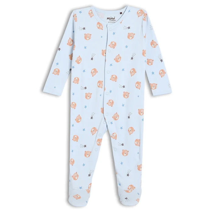 Baby boys 2pk teddy bear printed sleepsuits