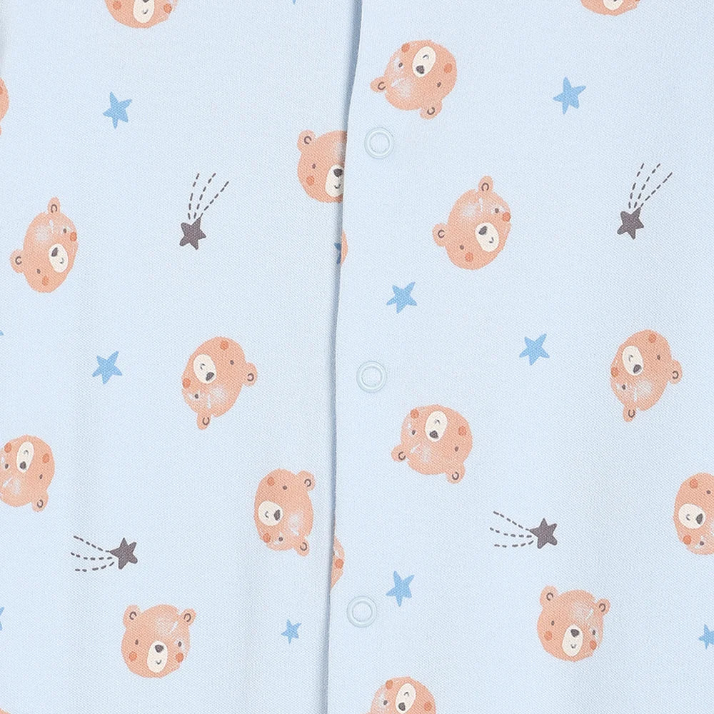 Baby boys 2pk teddy bear printed sleepsuits