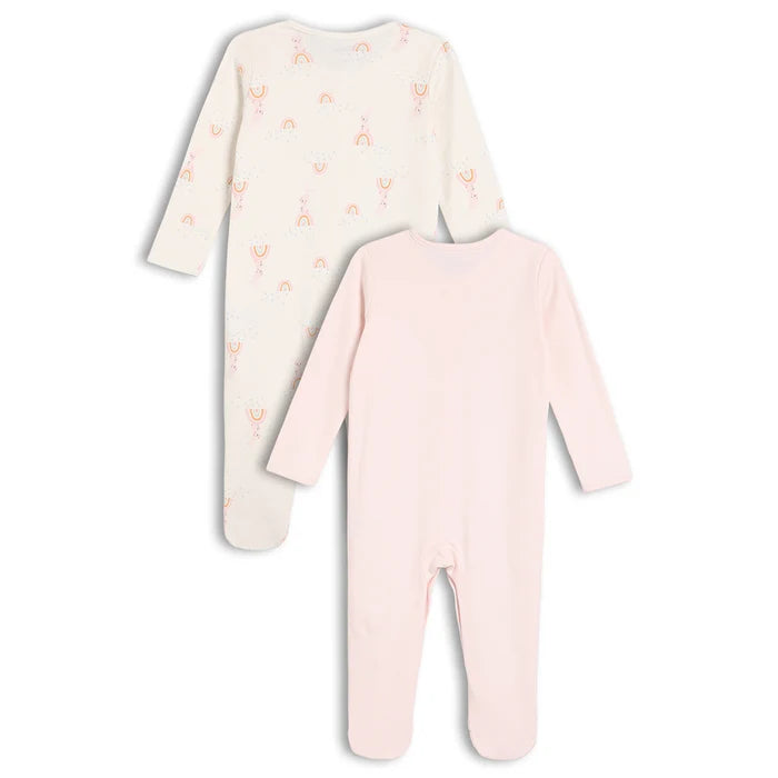 Baby girls 2pk rainbow printed sleepsuits