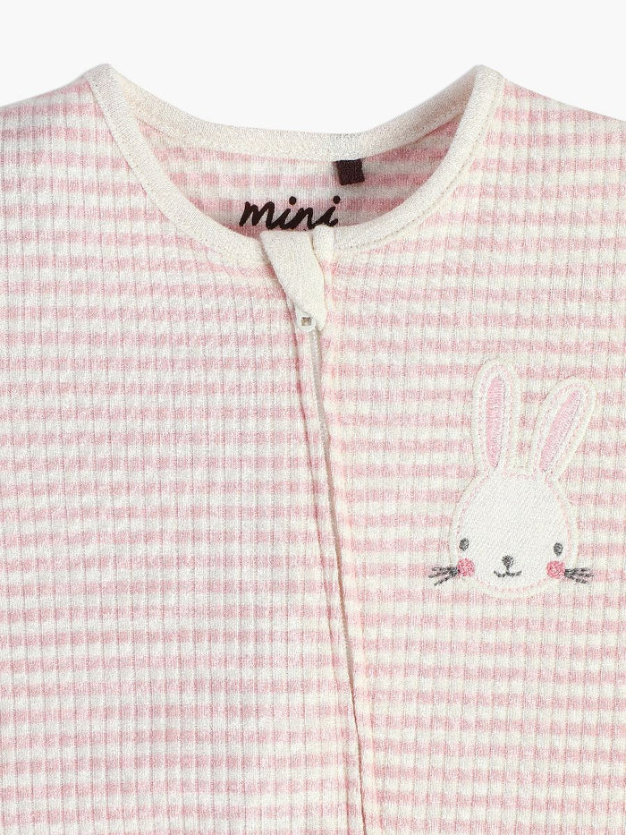 Baby Girls Striped Sleepsuits, Pink
