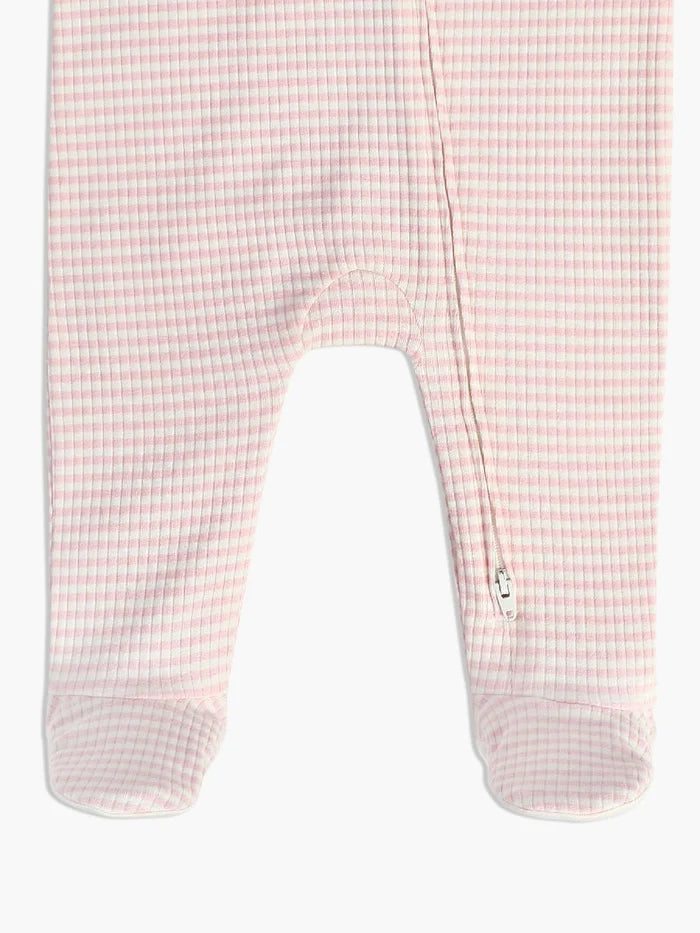 Baby Girls Striped Sleepsuits, Pink