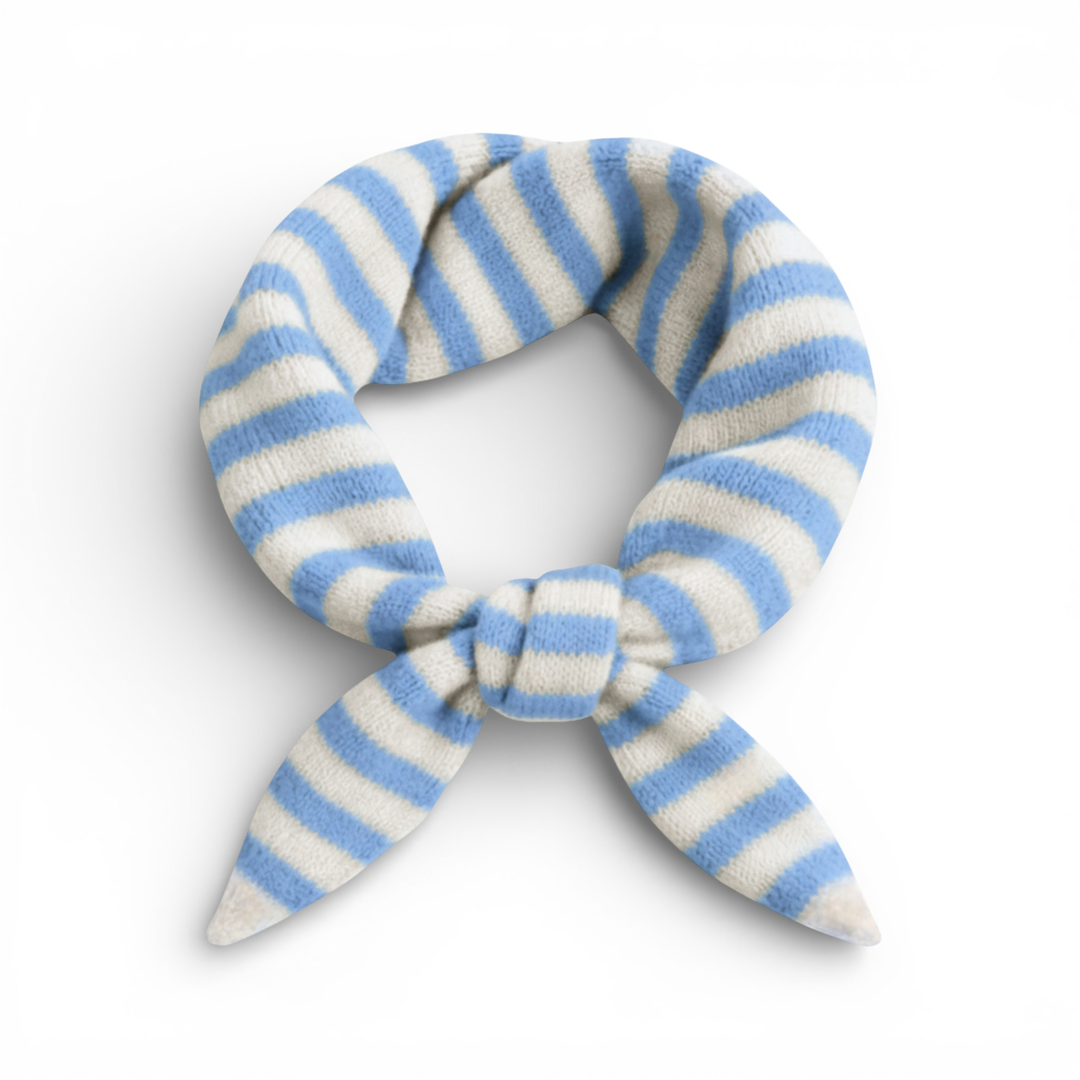 Striped Wool Blend Light Weight Triangle Neck Scarf: Navy Grey