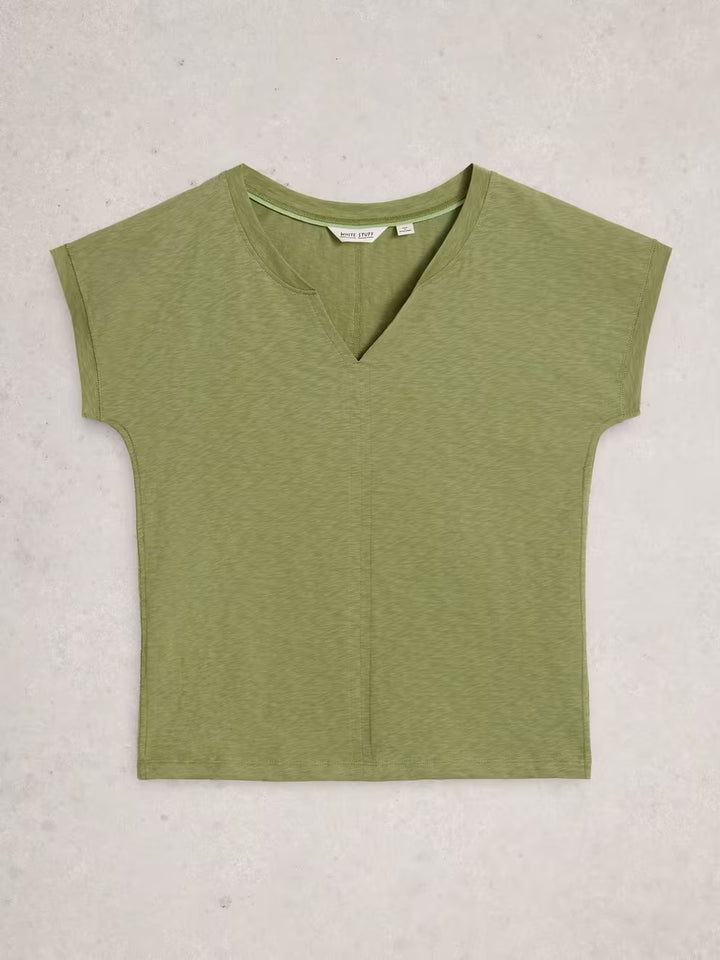 NELLY NOTCH NECK BRIGHT GREEN TEE