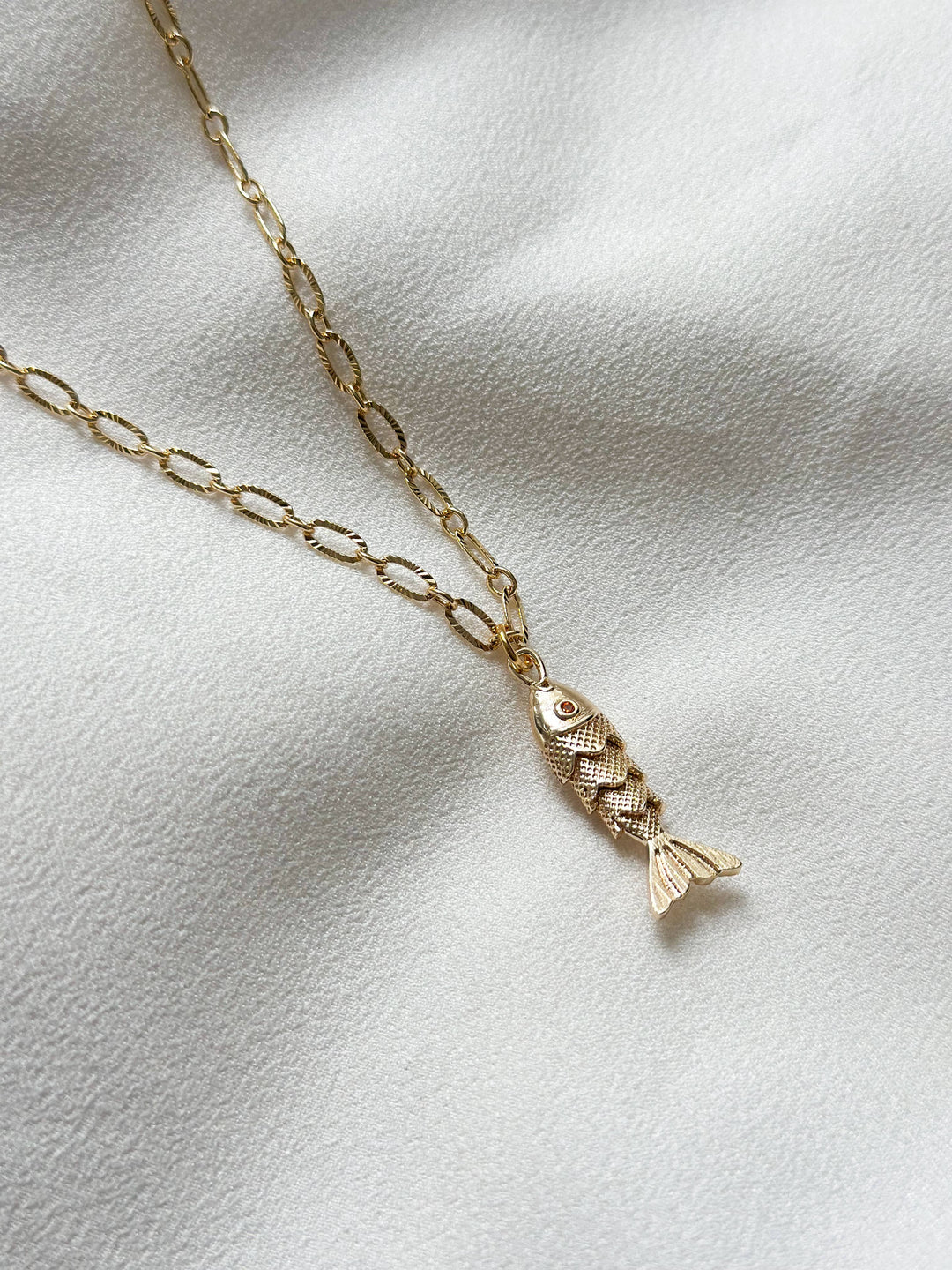 18k Gold Plated Fish Pendant Necklace 
