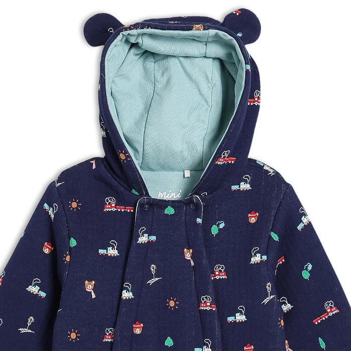 Baby boys novelty printed hooded pram suit