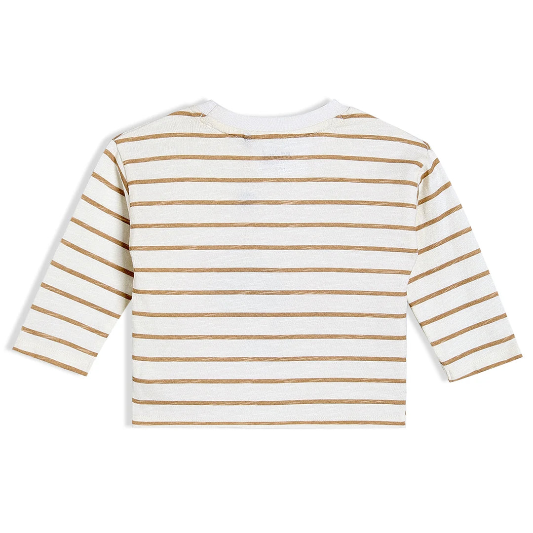 baby boys striped & teddy embroidered t-shirt,white