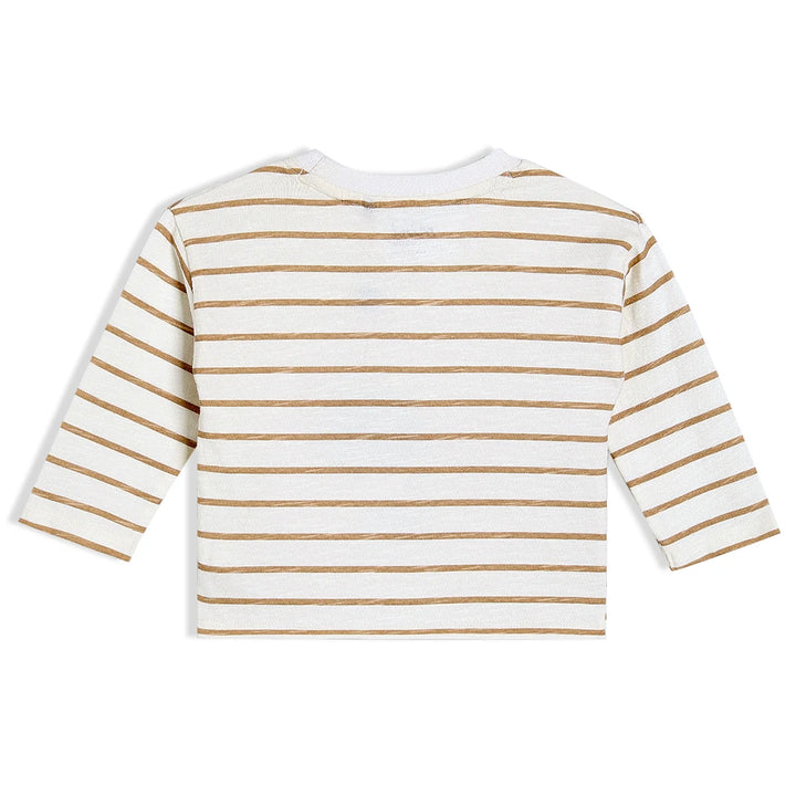 baby boys striped & teddy embroidered t-shirt,white