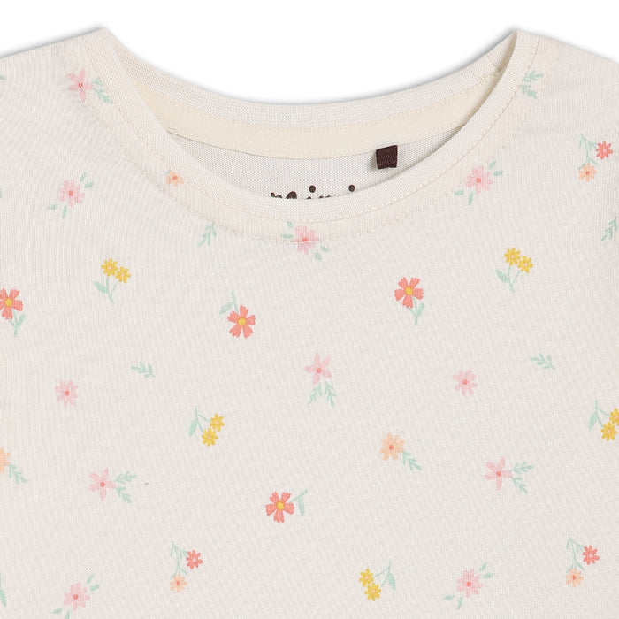 Baby girl floral embroidered dungaree 3pc set,green