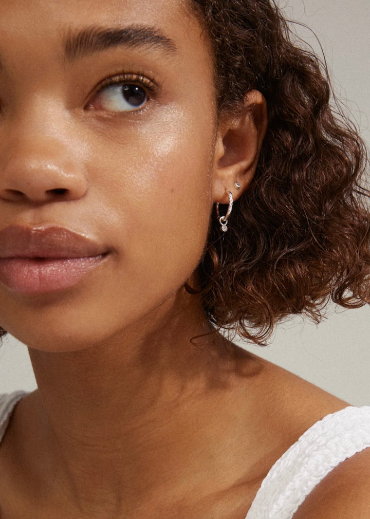 ELNA CRYSTAL EARRINGS 2-IN-1 SET SILVER PLATED