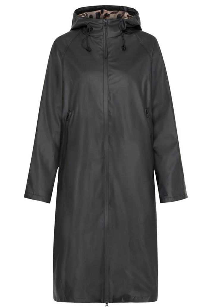 AVAN COAT BLACK LEOPARD