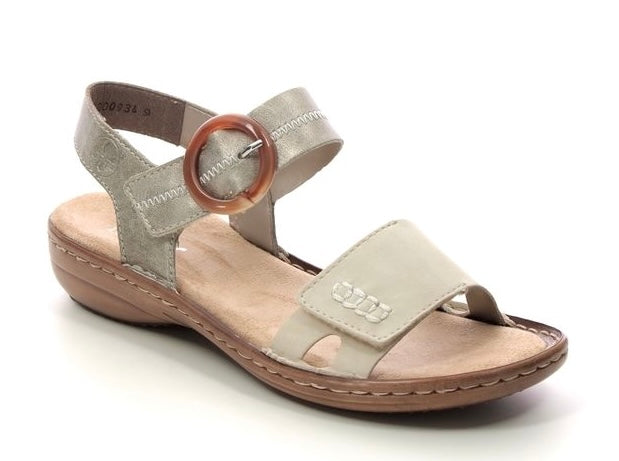 BEIGE & GOLD BUCKLE STRAP SANDALS