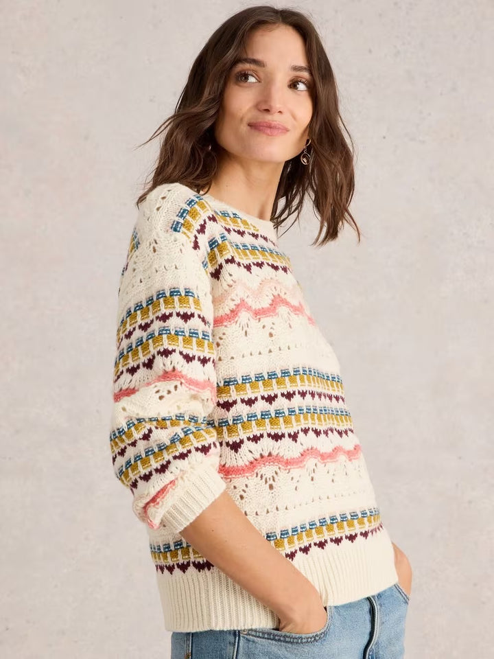 PIPER POINTELLE JUMPER WHITE