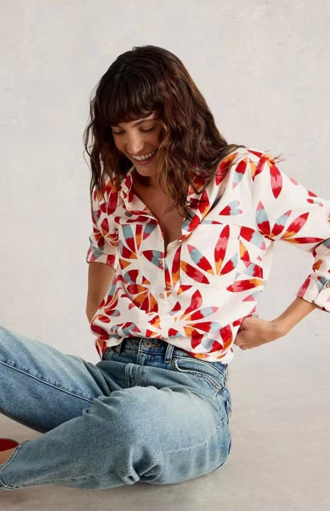 SOPHIE ORGANIC COTTON SHIRT IVORY PRINT