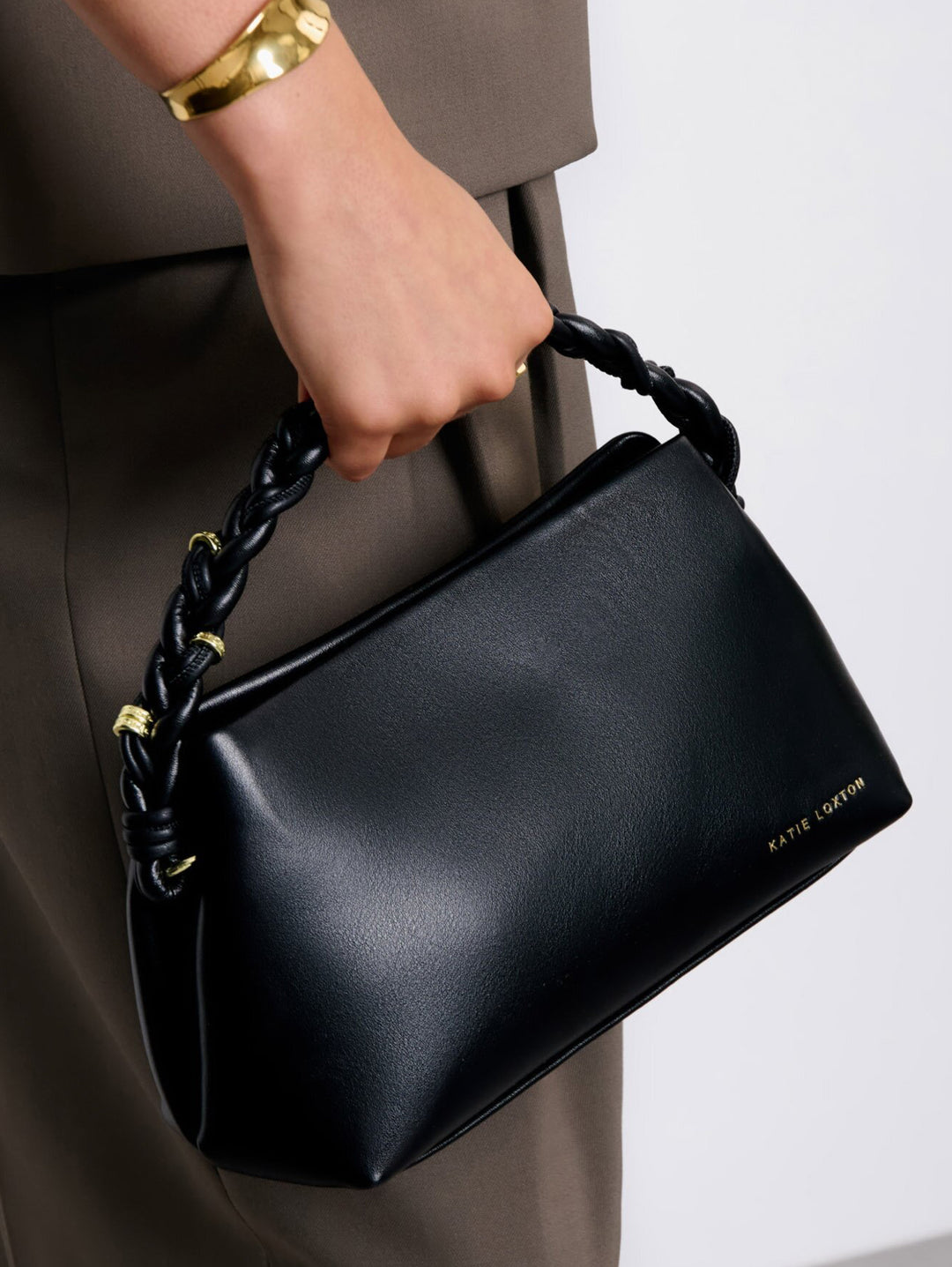 ARDEN BRAIDED TOP HANDLE BAG | BLACK