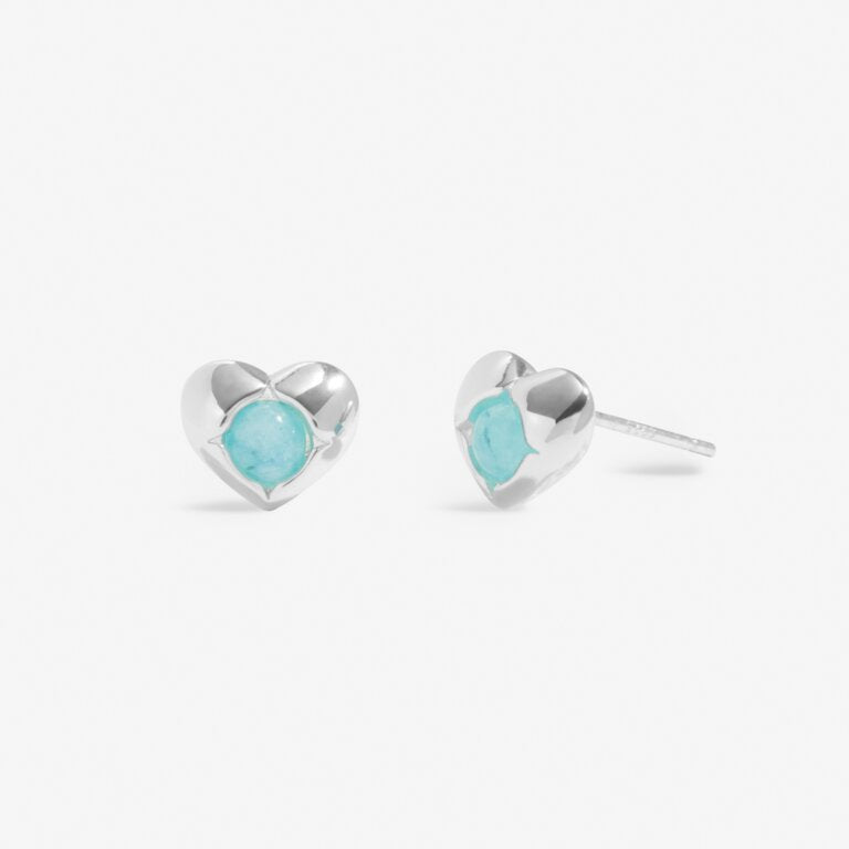 MARCH AQUA CRYSTAL BIRTHSTONE SILVER PLATED EARRINGS