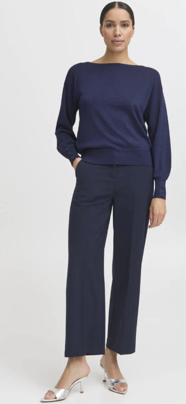 EVENING BLUE MOBBIE BOAT NECK JUMPER