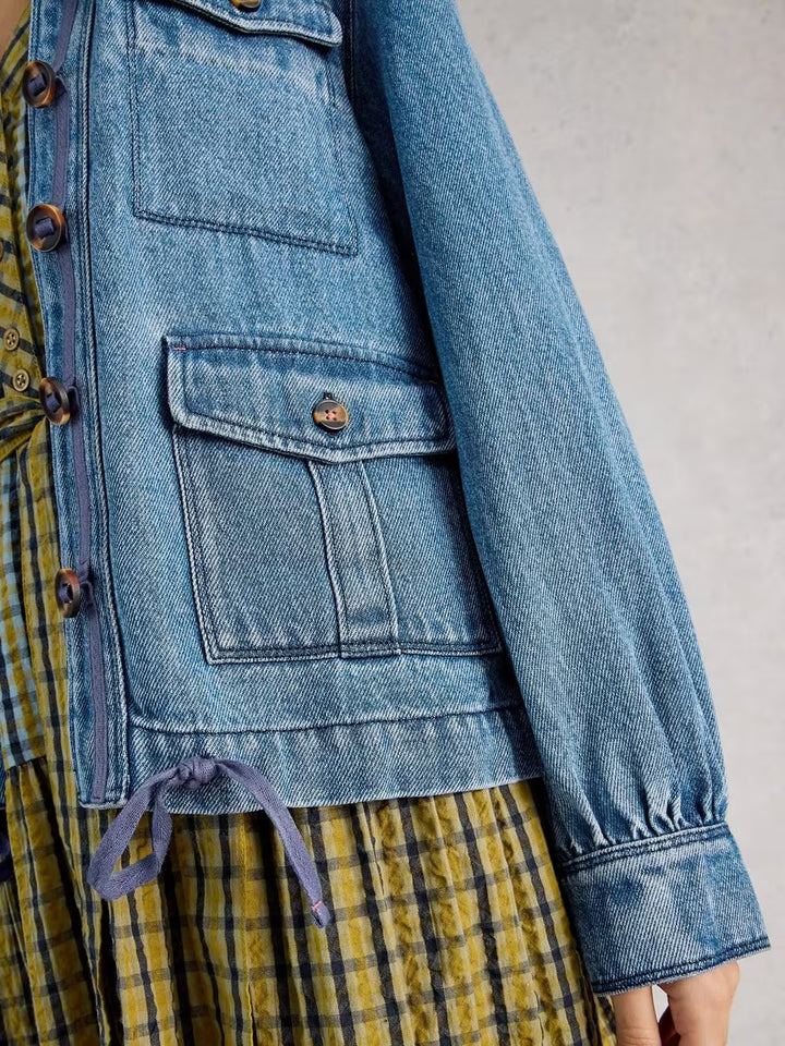 DEMI UTILITY DENIM JACKET MID DENIM