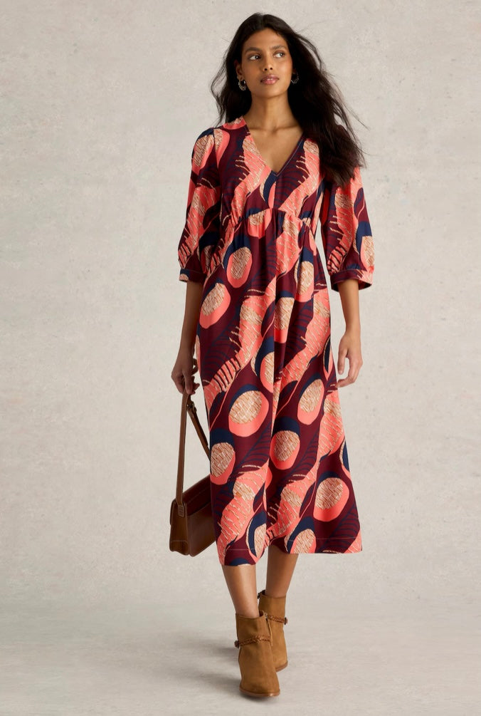 PLUM PRINT LUCY MIDI DRESS