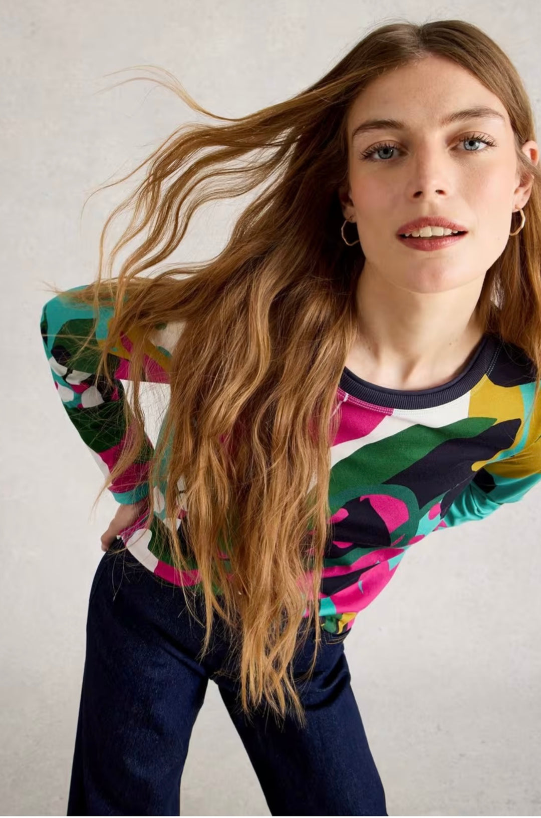 CLARA LS TEE PINK MLT