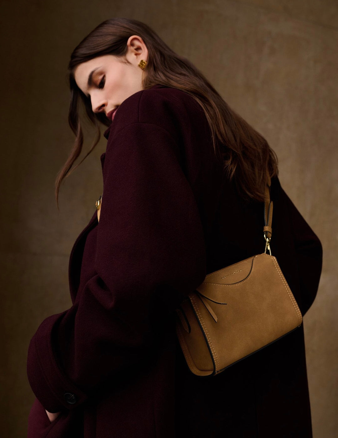 ALBA FAUX SUEDETTE CROSSBODY BAG | CARAMEL SUEDETTE