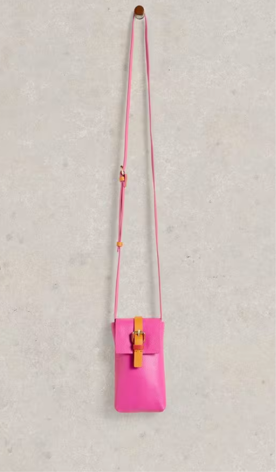 CLARA BUCKLE LEATHER PHONE BAG PINK MLT