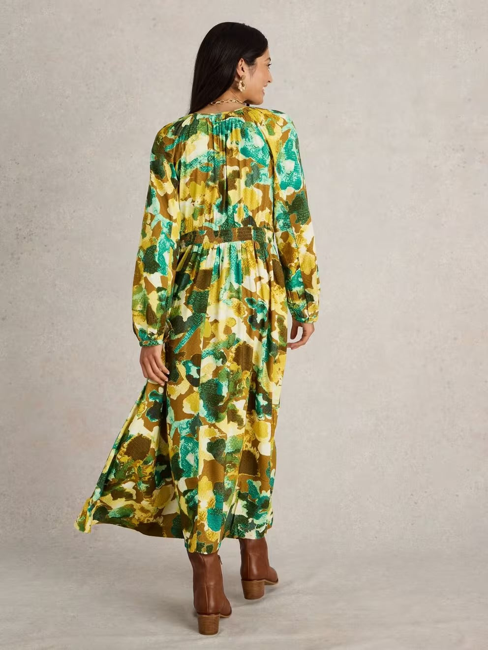 IMOGEN MIDI DRESS YELLOW PRINT