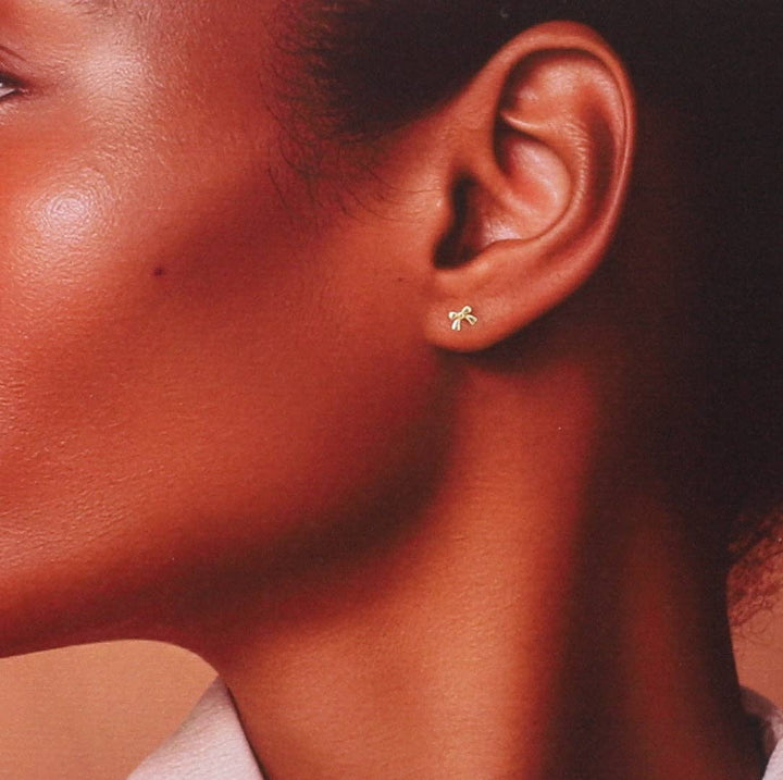 TT72008 KINFOLK Red Ballerina with Tiny bow earrings: Silver