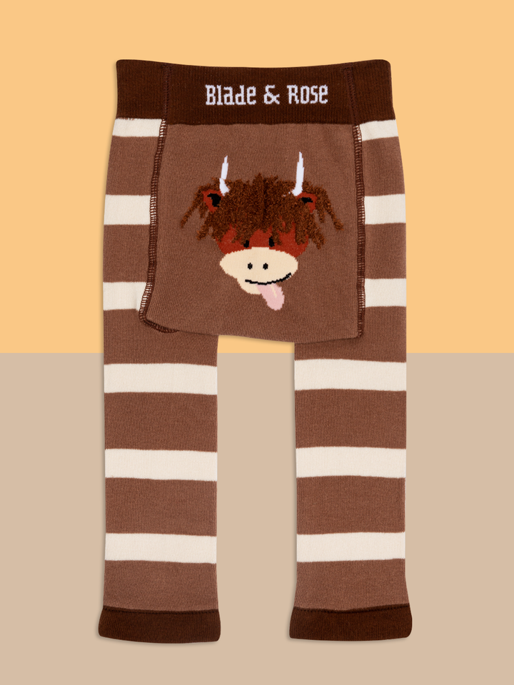 Neutral Hamish Cow Design: 0-6 Months / Socks